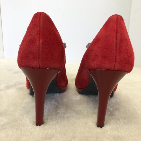 Alfani Red Suede Platform Stiletto Pump Heels Size 7.5M - Picture 4 of 13